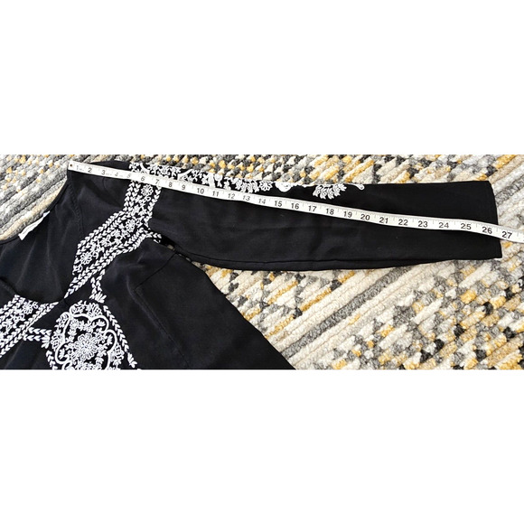 Abercrombie & Fitch Women's Size XS A Line Tunic Dress Black White Embroidered - Picture 8 of 9